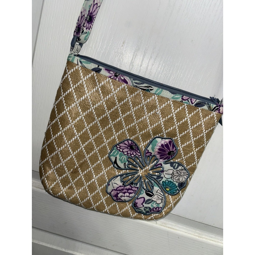 Vera Bradley Beach Crossbody Bag Penelope's Garden Straw Woven Flower Purse